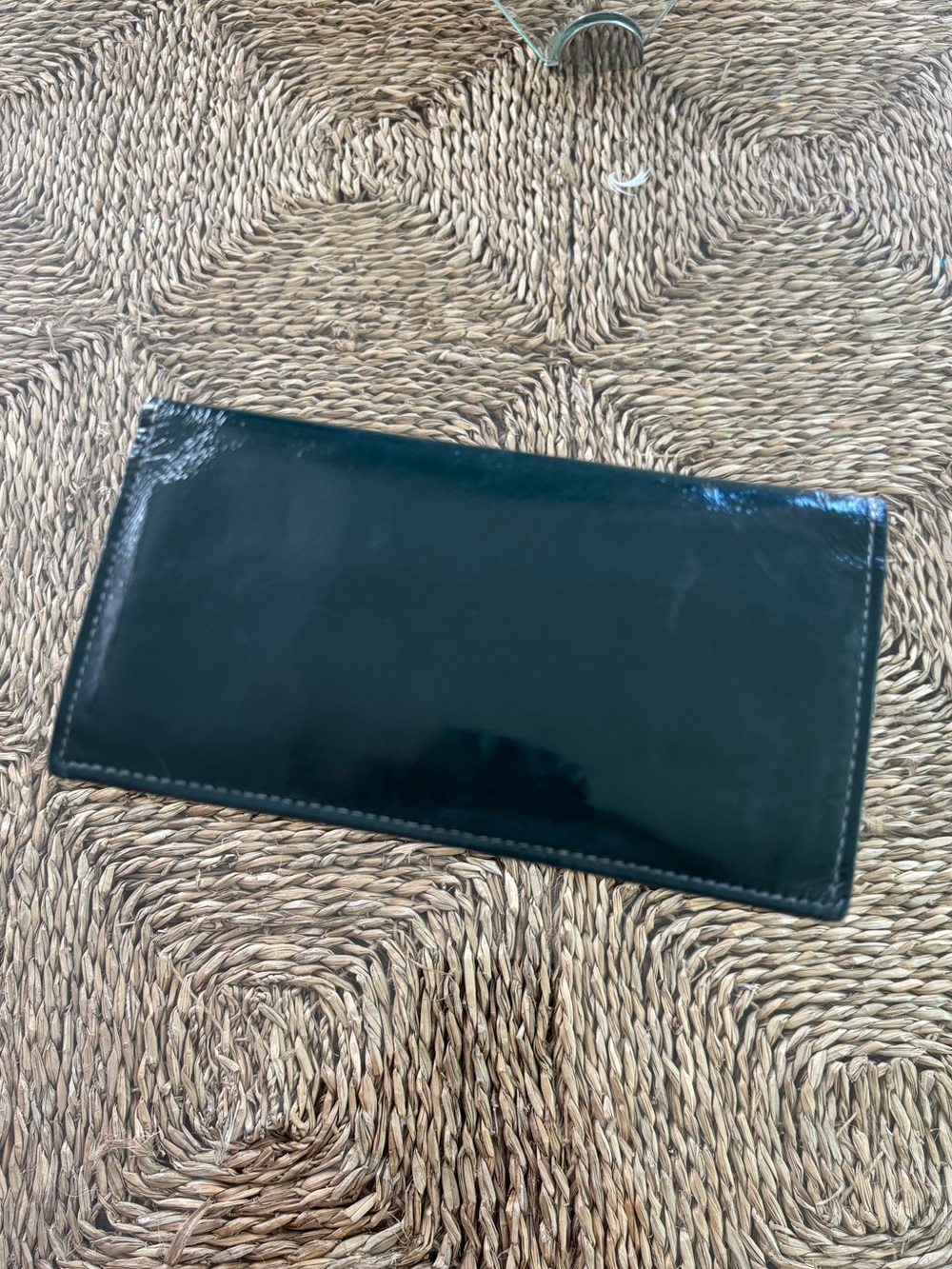 Sleek Navy Blue Patent Leather Long Wallet
